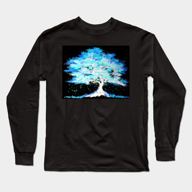 Luminescent Blue Tree Long Sleeve T-Shirt by ZeichenbloQ